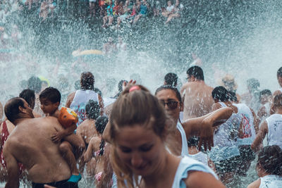 Group of people at swimming pool