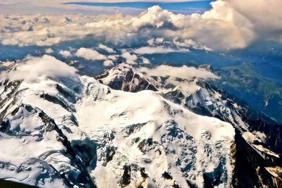 Aerial view of snow covered landscape