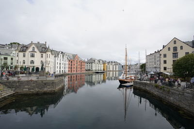 Peaceful harbour in city