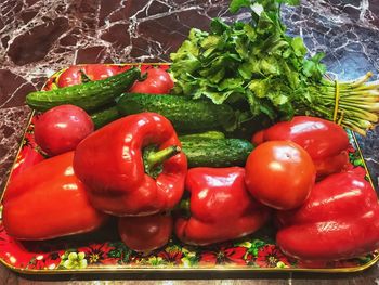 High angle view of tomatoes