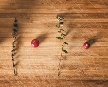 Close-up of red berries on table