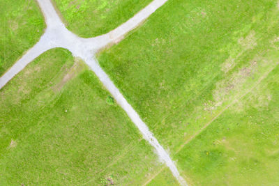 High angle view of soccer field