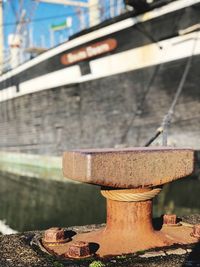 Close-up of rusty metal railing