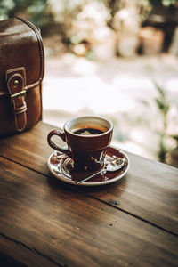 Coffee cup on table