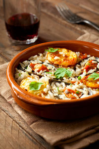 Food in bowl on table