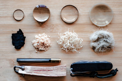 High angle view of food on table