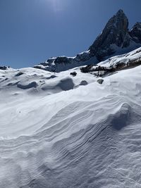 Scenic view of snowcapped mountain against sky, snow mountain 