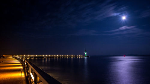 Scenic view of sea against sky at night