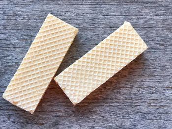 High angle view of bread on table