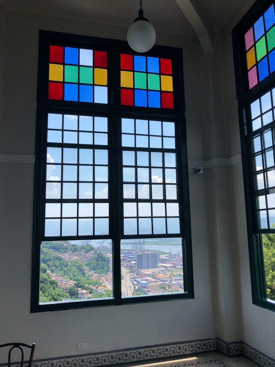 INTERIOR OF MULTI COLORED GLASS WINDOW