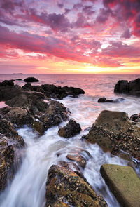 Scenic view of sea against sky during sunset