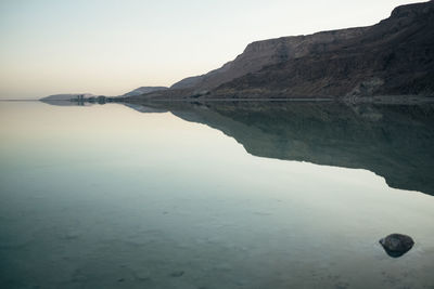 Reflection of mountain in lake against sky