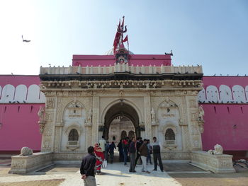 Group of people in front of the karni mata temple