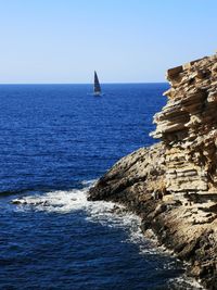 Scenic view of sea against clear sky