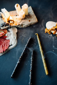 High angle view of food on table