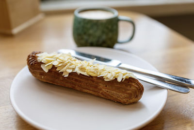 Close-up of food in plate on table
