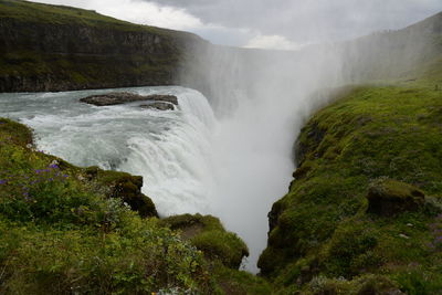 Scenic view of waterfall