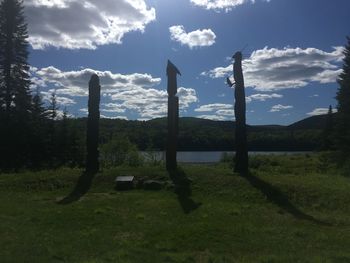 Trees on field against sky