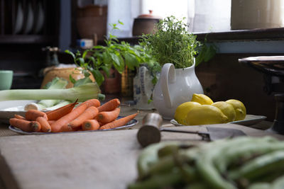 Close-up of food on table at home