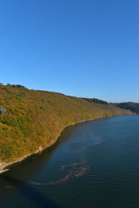 Scenic view of landscape against clear blue sky