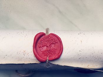 Close-up of red cake