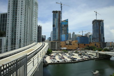 Skyscrapers in city against sky