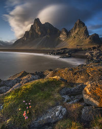 Beautiful mountain in iceland in long exposure