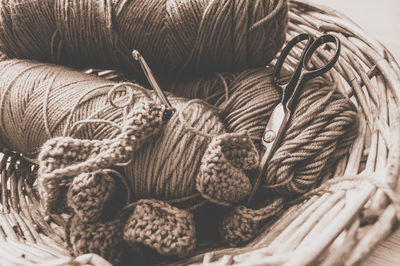 Close-up of wicker basket