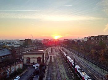 View of city at sunset