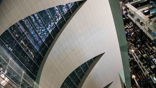 High angle view of modern buildings in city