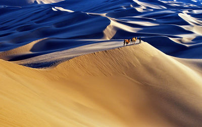 High angle view of sand dunes in desert