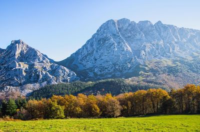 Scenic view of mountains against clear sky