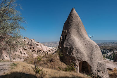 View of historical building against clear blue sky