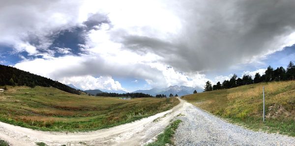 Panoramic view of empty road against sky