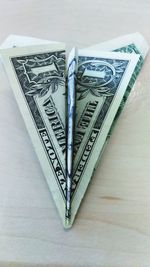 High angle view of text on table