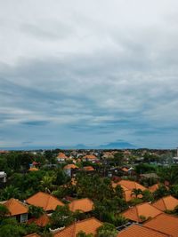 High angle view of trees against sky