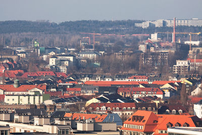 High angle view of townscape against sky