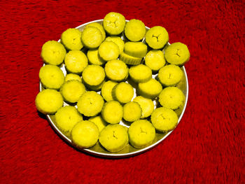 High angle view of fruits in bowl