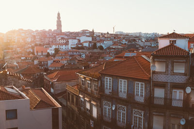 High angle view of townscape against sky