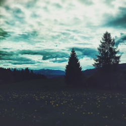 Scenic view of landscape against cloudy sky