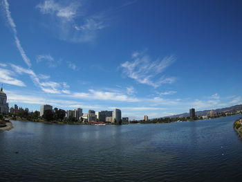 View of river with buildings in background