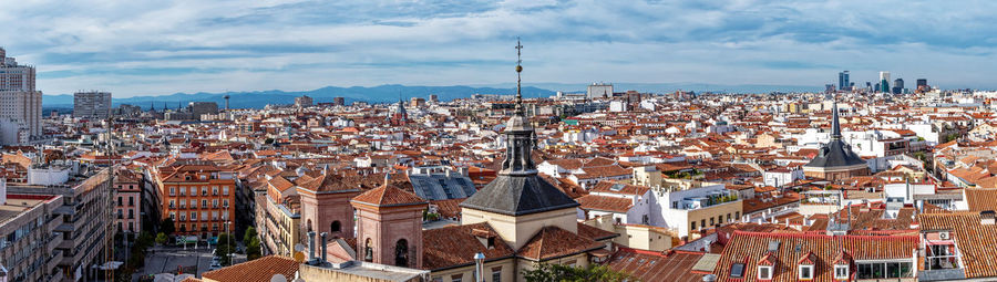 High angle view of townscape against sky