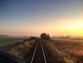 Railroad track at sunset