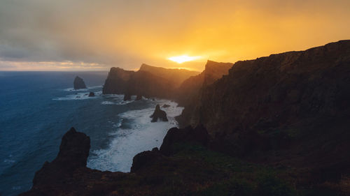 Scenic view of sea against sky during sunset