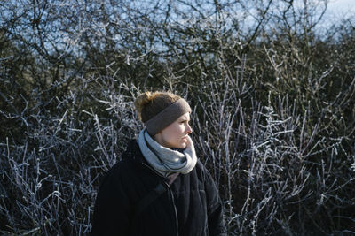 Man looking away in winter