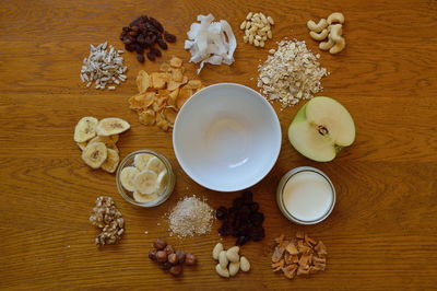 High angle view of food on table