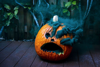 Close-up of pumpkin on table