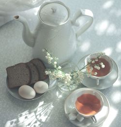 Close-up of tea cup on table