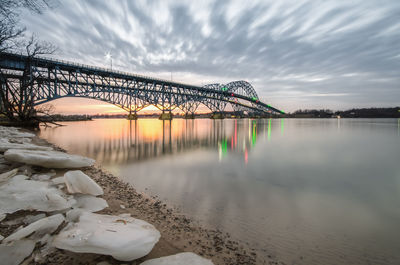 Bridge over river against sky