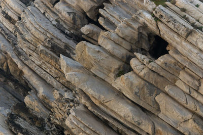 Beautiful schist cliff details in baleal island in peniche, portugal